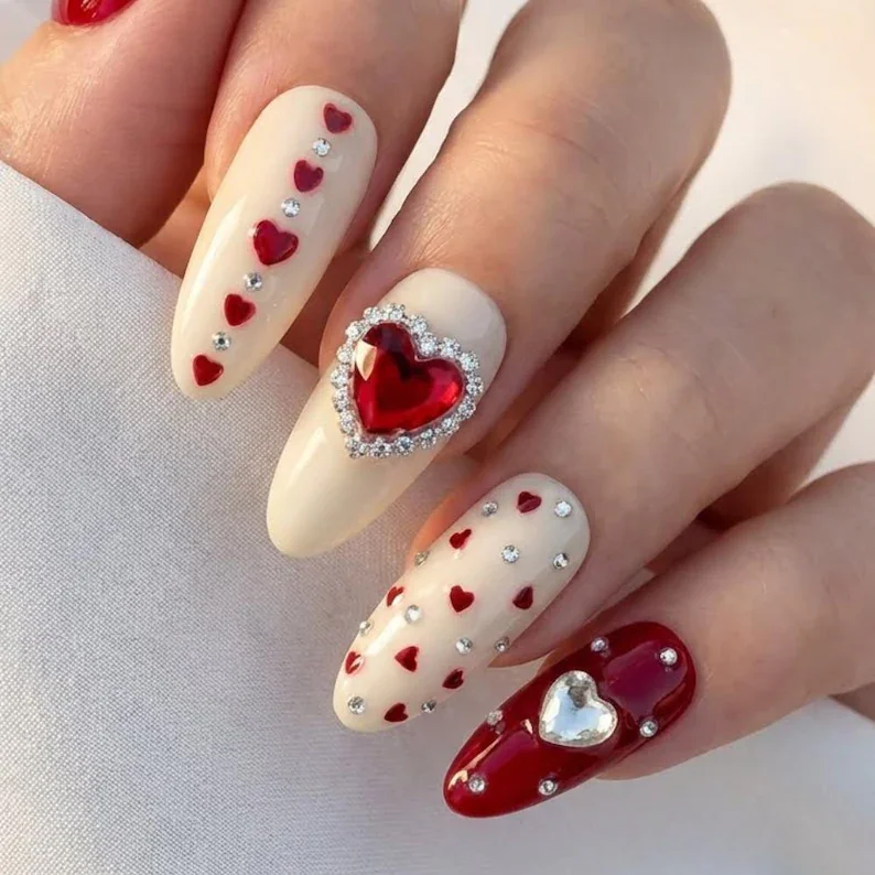 short square nails, bridal valentine nails, press on nails, custom press on nails, fake nails, Nails Art, stained glass nails, gold press on nails, 3d press on nails, luxury press on nails, handmade press on nails
