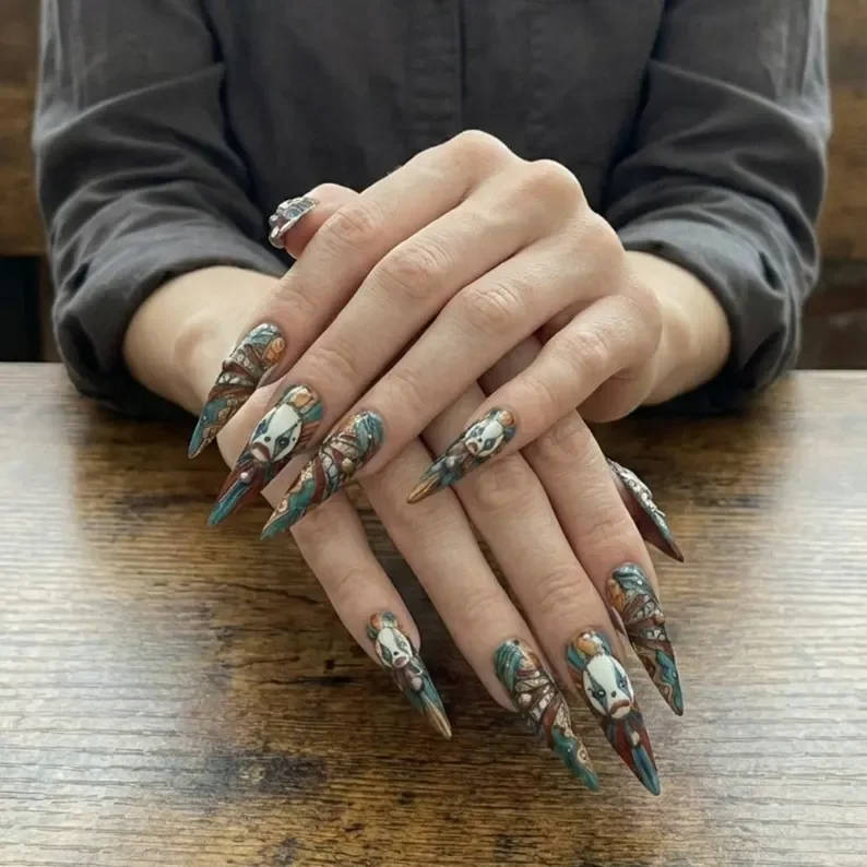 stained glass nails, jewel tone nails, press on nails, custom press on nails, fake nails, Nails Art, gold press on nails, 3d press on nails, luxury press on nails, handmade press on nails