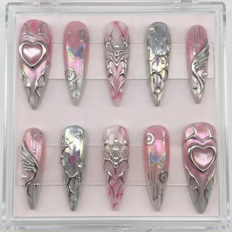 tribal nail art, press on nail set, press on nails, custom press on nails, fake nails, Nails Art, stained glass nails, gold press on nails, 3d press on nails, luxury press on nails, handmade press on nails