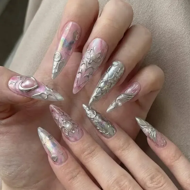 tribal nail art, press on nail set, press on nails, custom press on nails, fake nails, Nails Art, stained glass nails, gold press on nails, 3d press on nails, luxury press on nails, handmade press on nails