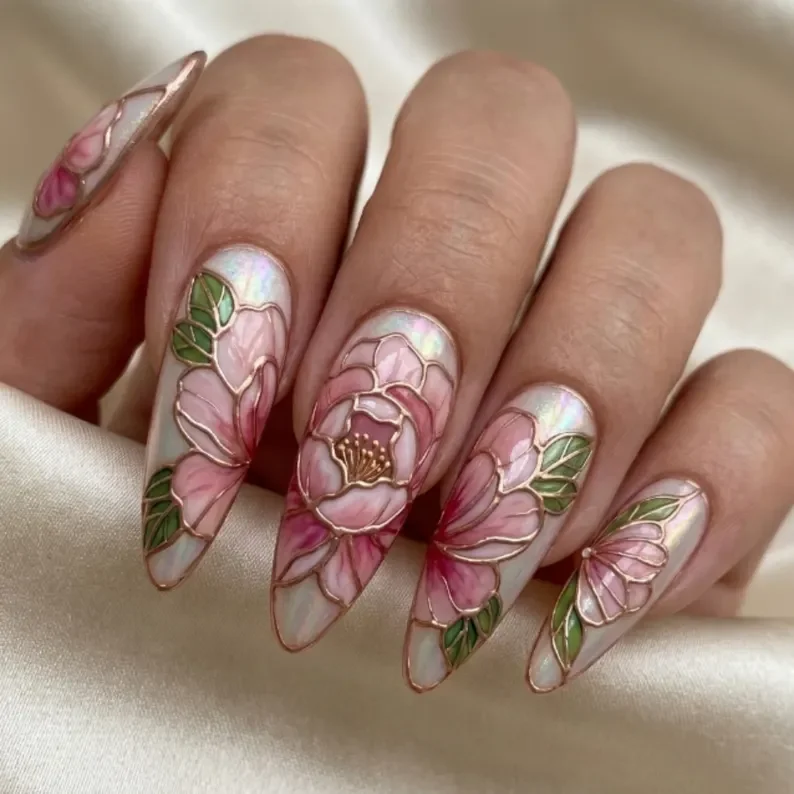 press on nails, custom press on nails, fake nails, Nails Art, stained glass nails, gold press on nails, 3d press on nails, luxury press on nails, handmade press on nails