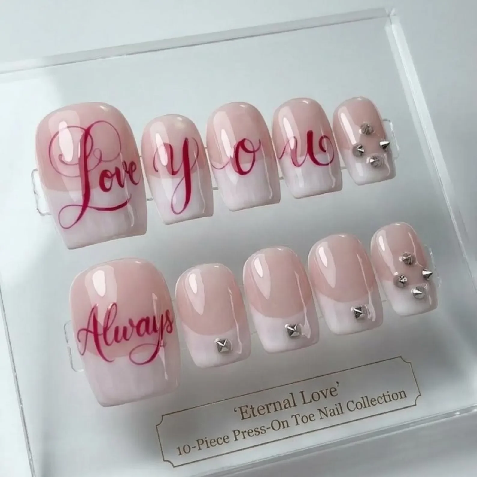 silver studs, calligraphy fake toes, press on nails, custom press on nails, fake nails, Nails Art, stained glass nails, gold press on nails, 3d press on nails, luxury press on nails, handmade press on nails