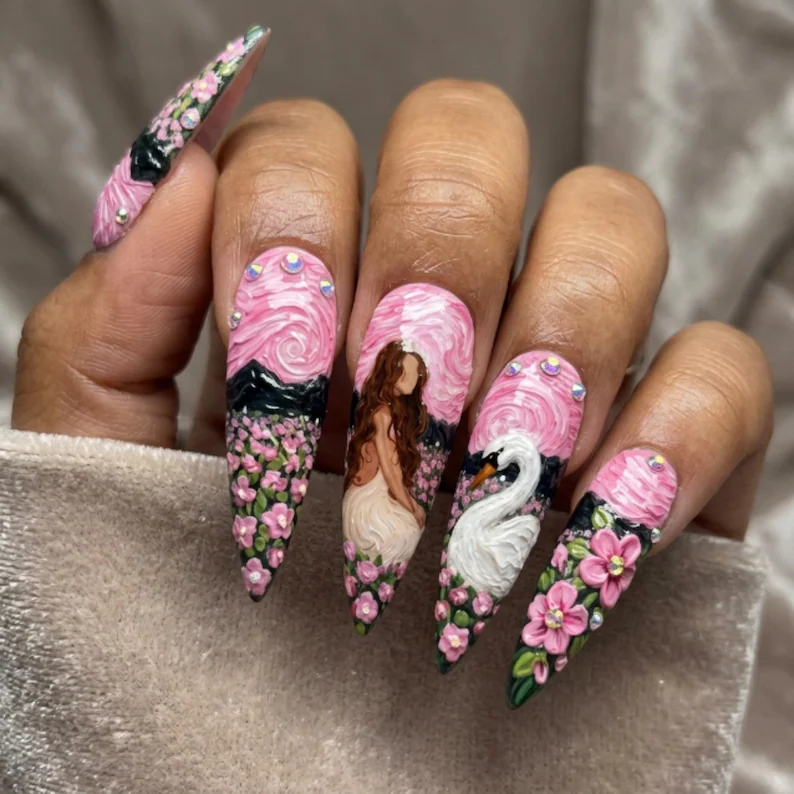 press on nails, custom press on nails, fake nails, Nails Art, stained glass nails, gold press on nails, 3d press on nails, luxury press on nails, handmade press on nails