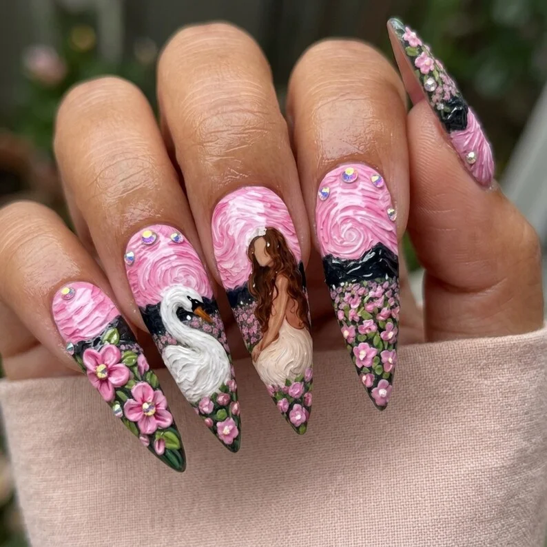 press on nails, custom press on nails, fake nails, Nails Art, stained glass nails, gold press on nails, 3d press on nails, luxury press on nails, handmade press on nails