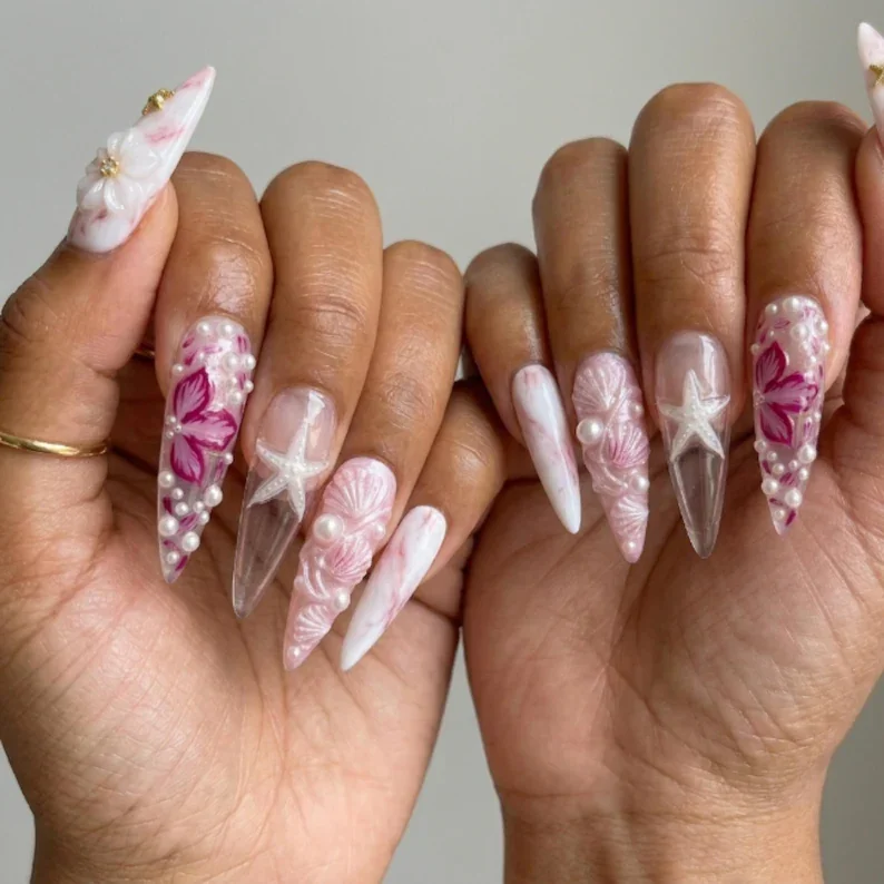summer press on nails, marble nail design, press on nails, custom press on nails, fake nails, Nails Art, stained glass nails, gold press on nails, 3d press on nails, luxury press on nails, handmade press on nails