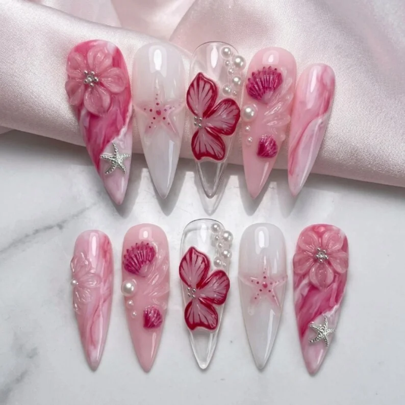 marble nail design, pink marble press on nails, press on nails, custom press on nails, fake nails, Nails Art, stained glass nails, gold press on nails, 3d press on nails, luxury press on nails, handmade press on nails