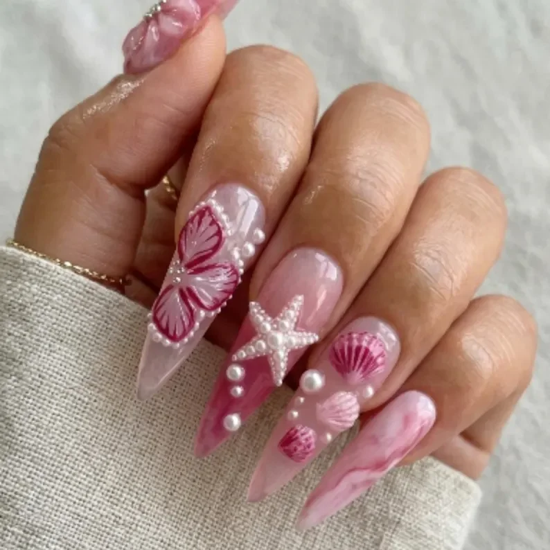 press on nails, luxury stiletto nails, custom press on nails, fake nails, Nails Art, stained glass nails, gold press on nails, 3d press on nails, luxury press on nails, handmade press on nails