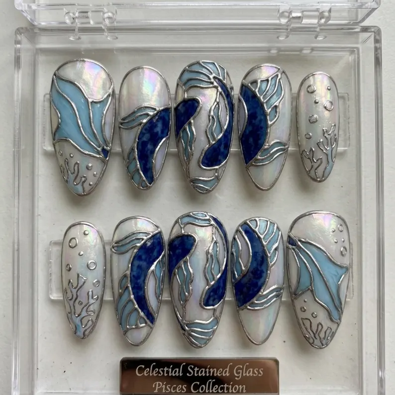 press on nails, custom press on nails, fake nails, Nails Art, stained glass nails, gold press on nails, 3d press on nails, luxury press on nails, handmade press on nails