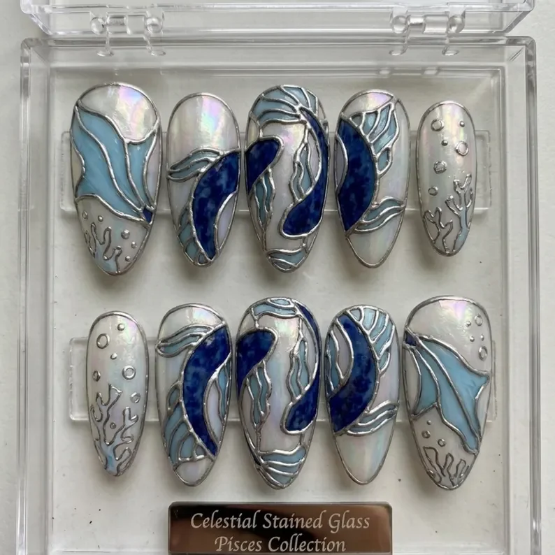 press on nails, custom press on nails, fake nails, Nails Art, stained glass nails, gold press on nails, 3d press on nails, luxury press on nails, handmade press on nails