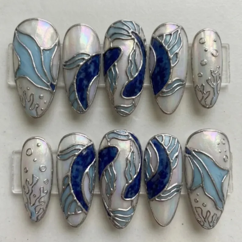 press on nails, custom press on nails, fake nails, Nails Art, stained glass nails, gold press on nails, 3d press on nails, luxury press on nails, handmade press on nails