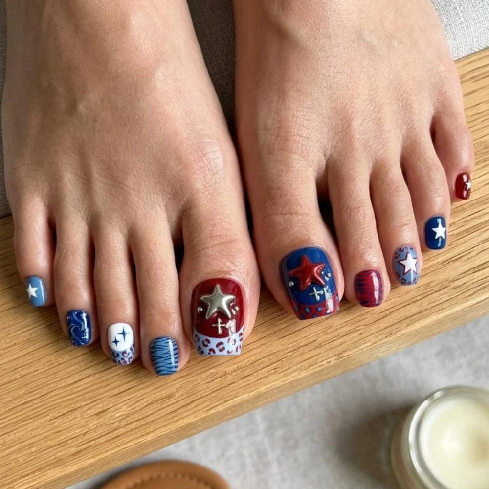 mismatched toe nails, 3D animal print, press on nails, custom press on nails, fake nails, Nails Art, stained glass nails, gold press on nails, 3d press on nails, luxury press on nails, handmade press on nails
