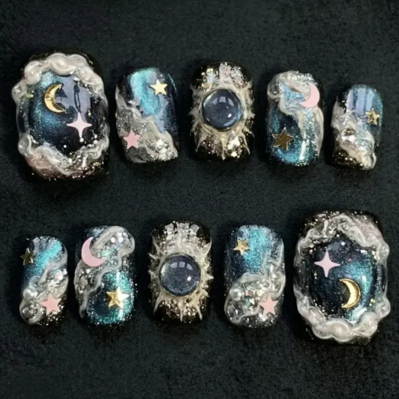 press on nails, custom press on nails, fake nails, Nails Art, stained glass nails, gold press on nails, 3d press on nails, luxury press on nails, handmade press on nails