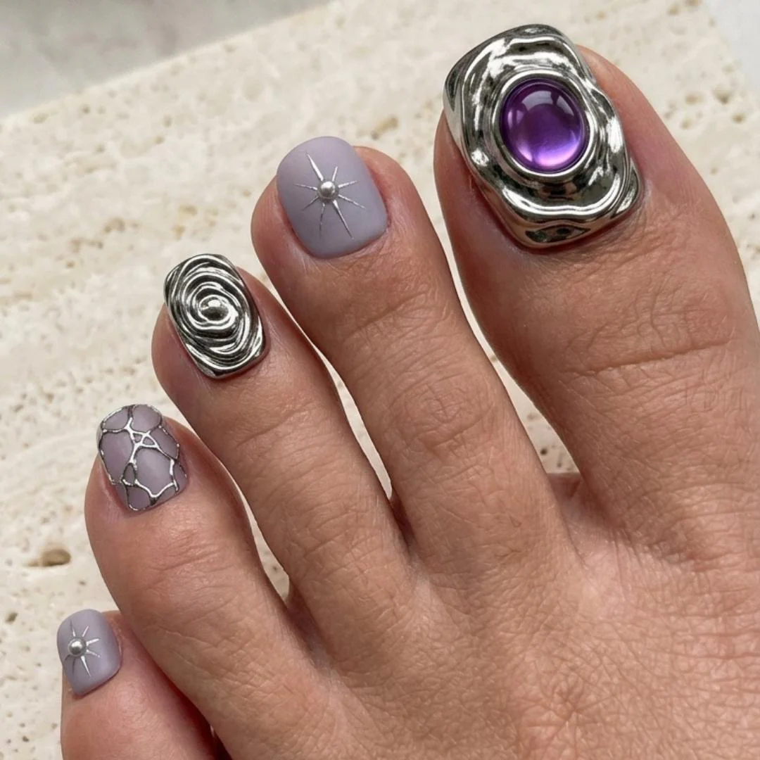 purple chrome, press on toes, press on nails, custom press on nails, fake nails, Nails Art, stained glass nails, gold press on nails, 3d press on nails, luxury press on nails, handmade press on nails