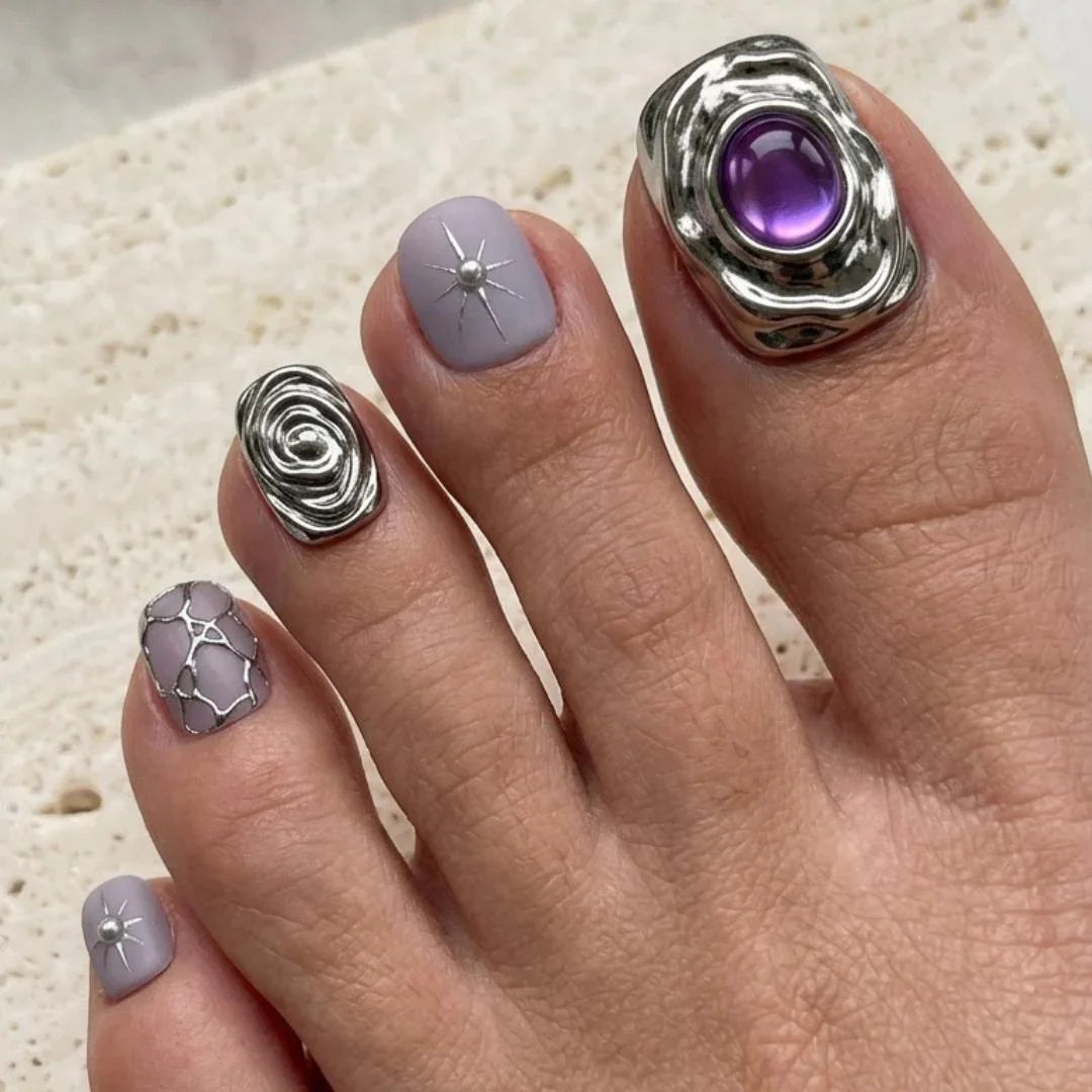 purple chrome, press on toes, press on nails, custom press on nails, fake nails, Nails Art, stained glass nails, gold press on nails, 3d press on nails, luxury press on nails, handmade press on nails