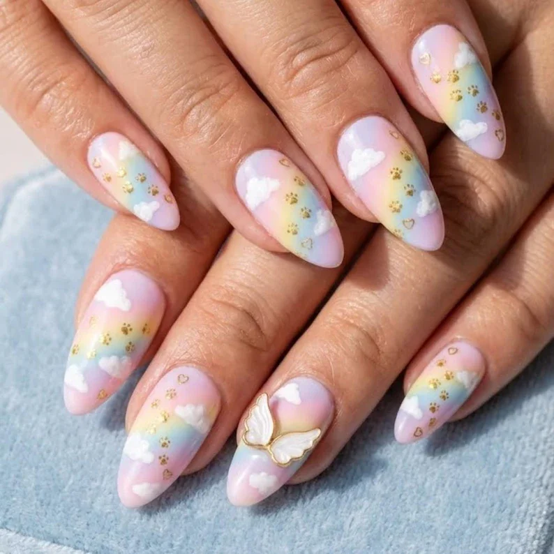 sympathy gift, pet memorial nails, press on nails, custom press on nails, fake nails, Nails Art, stained glass nails, gold press on nails, 3d press on nails, luxury press on nails, handmade press on nails