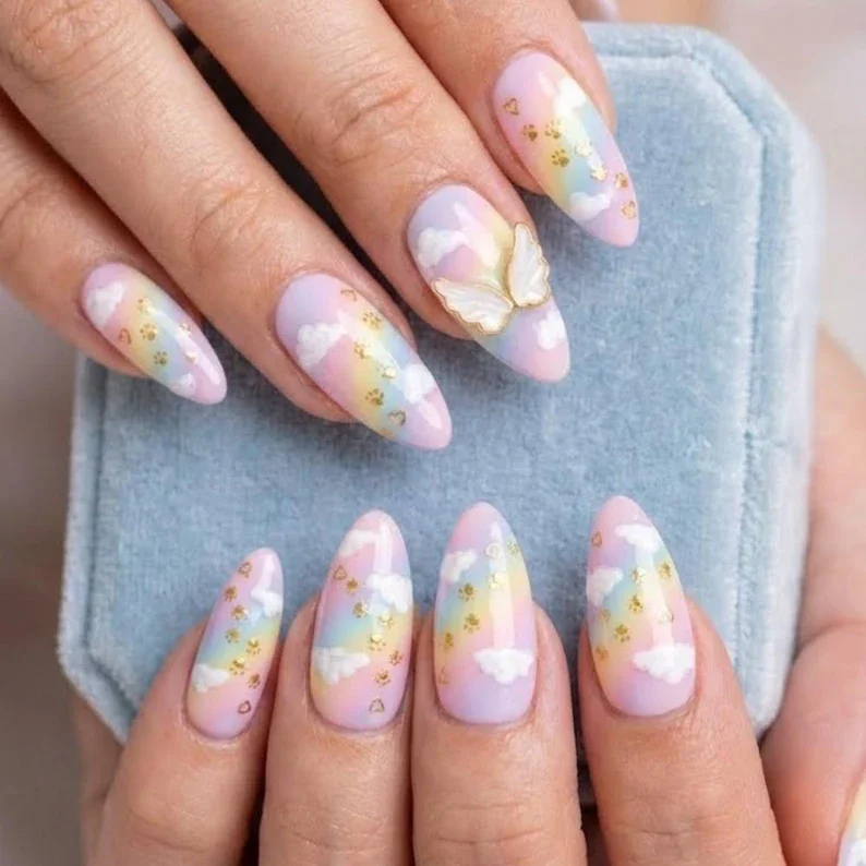 angel wing design, grief support gift, press on nails, custom press on nails, fake nails, Nails Art, stained glass nails, gold press on nails, 3d press on nails, luxury press on nails, handmade press on nails