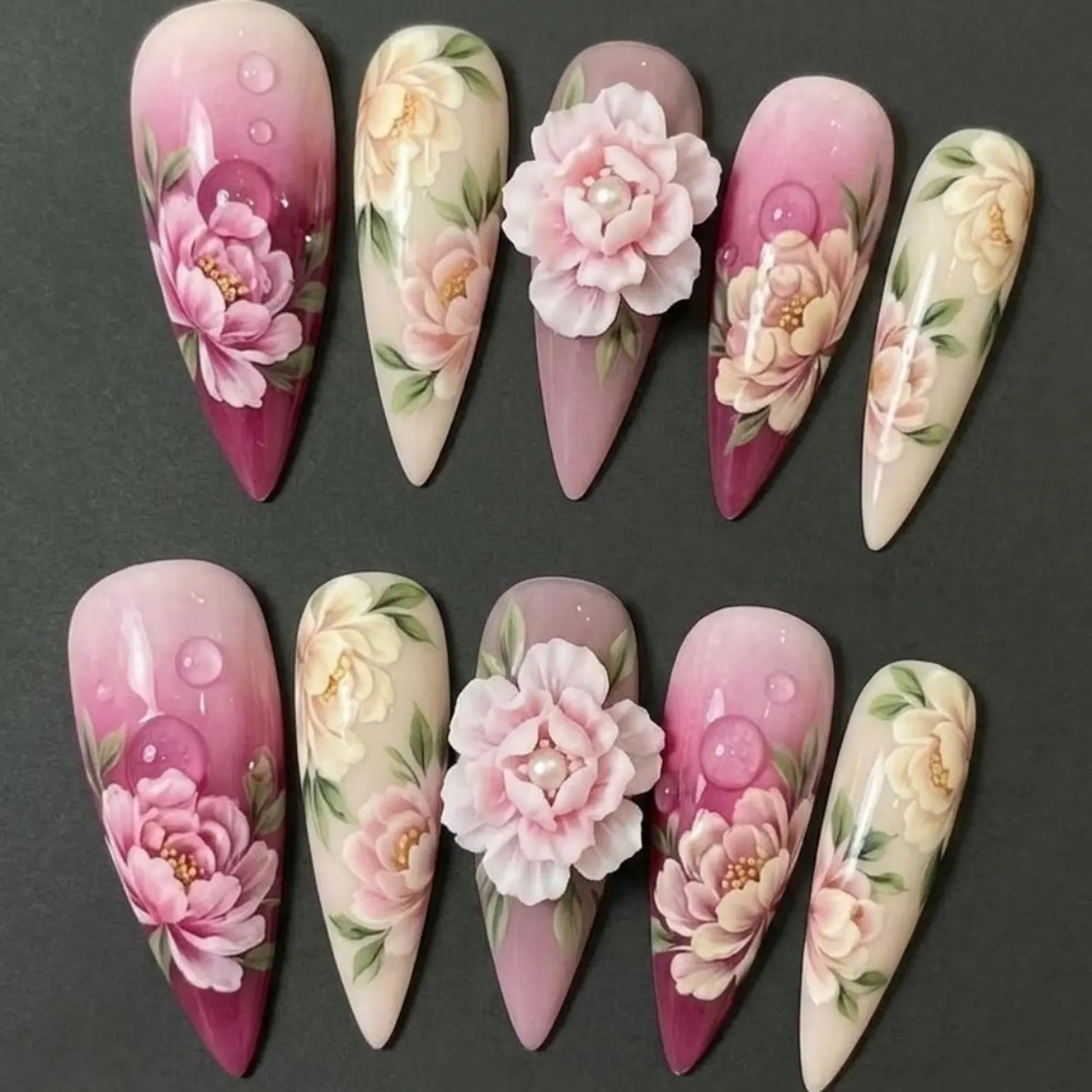 pink bridal nails, wedding nails, press on nails, custom press on nails, fake nails, Nails Art, stained glass nails, gold press on nails, 3d press on nails, luxury press on nails, handmade press on nails