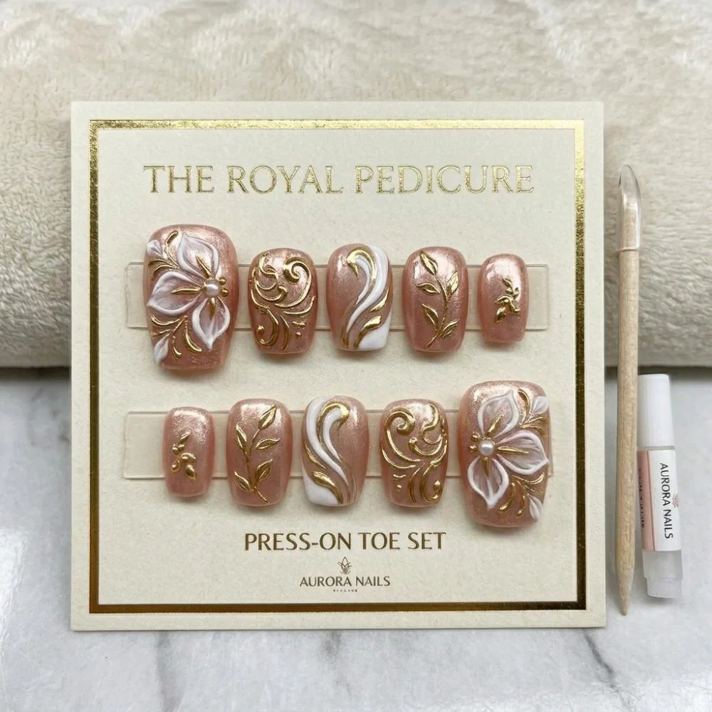 rose gold, 3D floral, press on nails, custom press on nails, fake nails, Nails Art, stained glass nails, gold press on nails, 3d press on nails, luxury press on nails, handmade press on nails