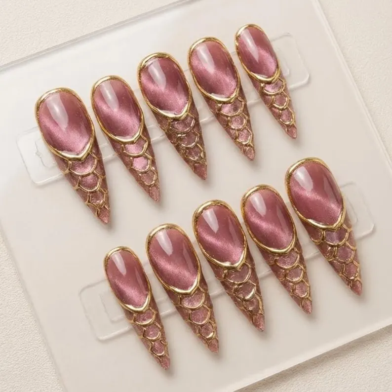 press on nails, 3D cat eye, custom press on nails, fake nails, Nails Art, stained glass nails, gold press on nails, 3d press on nails, luxury press on nails, handmade press on nails