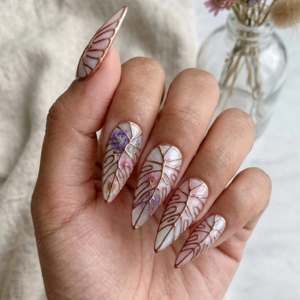 rose gold press, glass effect nails, press on nails, custom press on nails, fake nails, Nails Art, stained glass nails, gold press on nails, 3d press on nails, luxury press on nails, handmade press on nails