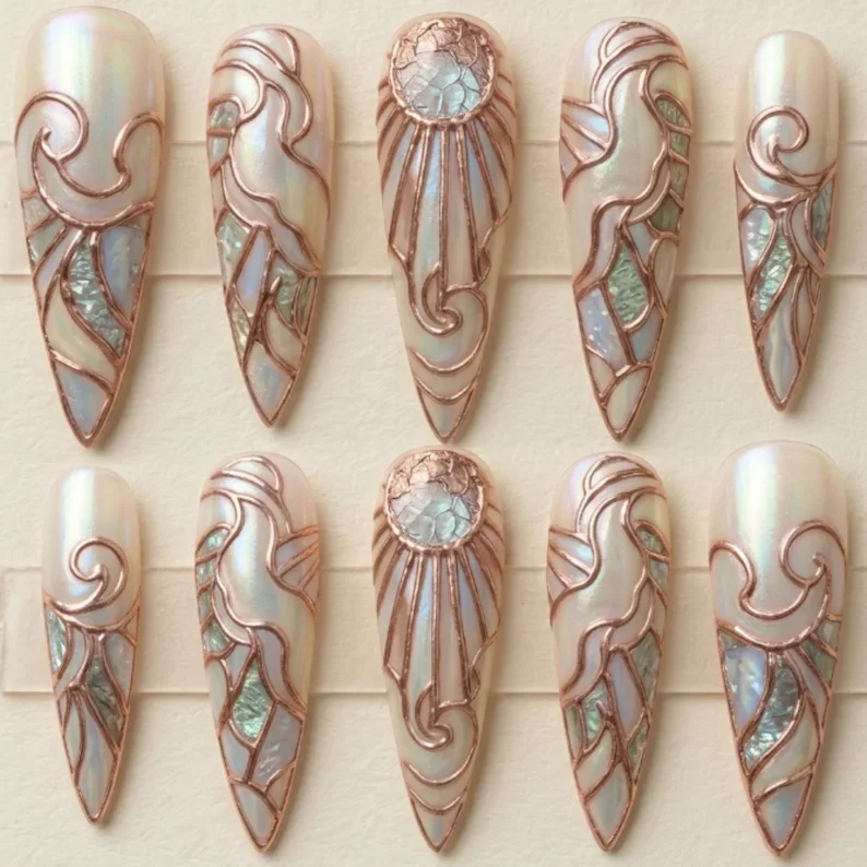 press on nails, custom press on nails, fake nails, Nails Art, stained glass nails, gold press on nails, 3d press on nails, luxury press on nails, handmade press on nails