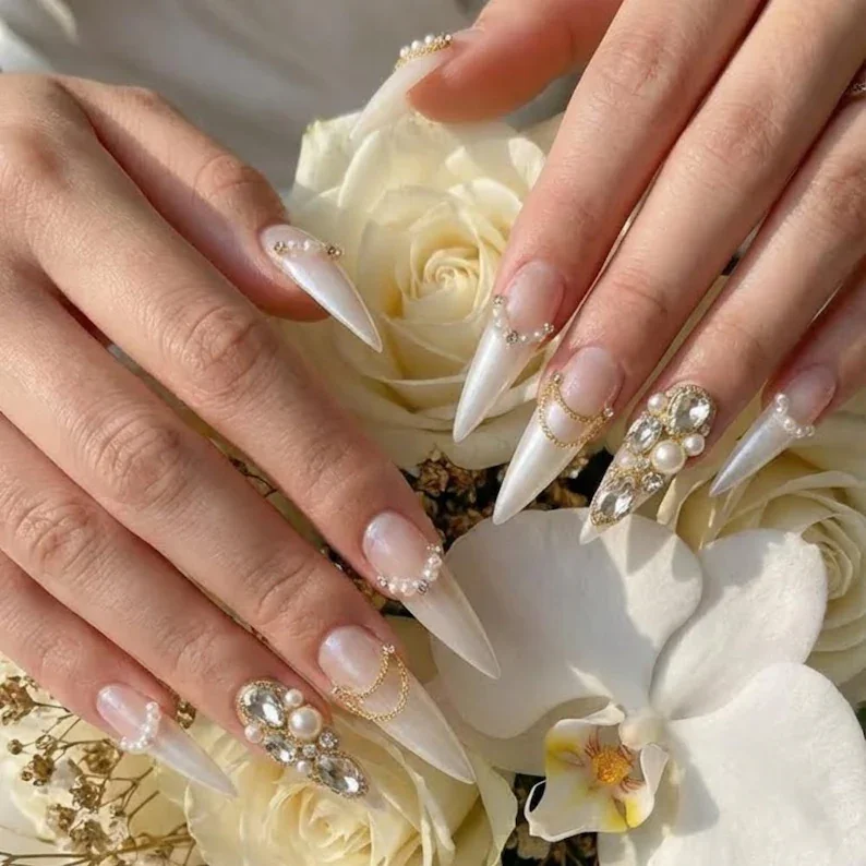 gold chain, wedding set, press on nails, custom press on nails, fake nails, Nails Art, stained glass nails, gold press on nails, 3d press on nails, luxury press on nails, handmade press on nails