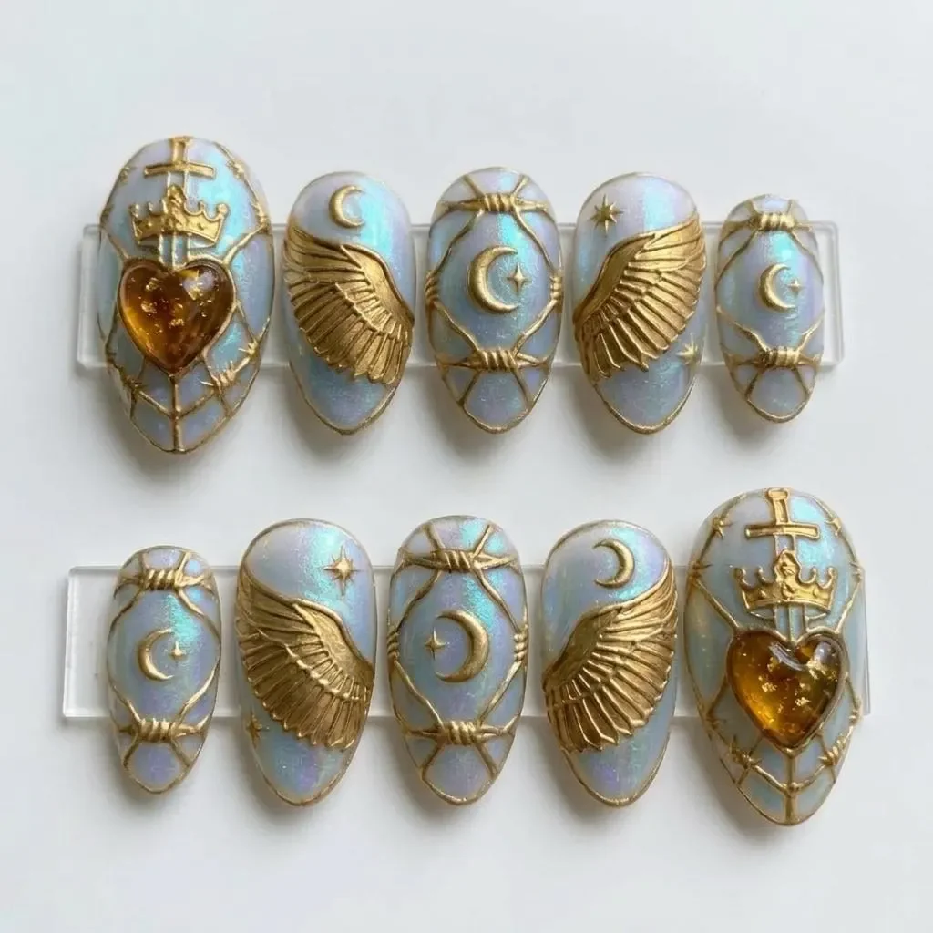 press on nails, custom press on nails, fake nails, Nails Art, stained glass nails, gold press on nails, 3d press on nails, luxury press on nails, handmade press on nails