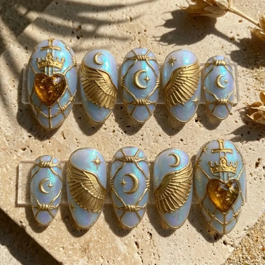 press on nails, custom press on nails, fake nails, Nails Art, stained glass nails, gold press on nails, 3d press on nails, luxury press on nails, handmade press on nails