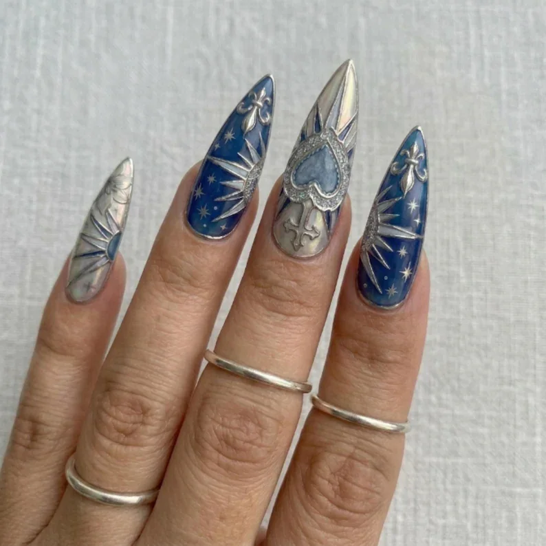 stained glass art, press on nails, custom press on nails, fake nails, Nails Art, stained glass nails, gold press on nails, 3d press on nails, luxury press on nails, handmade press on nails