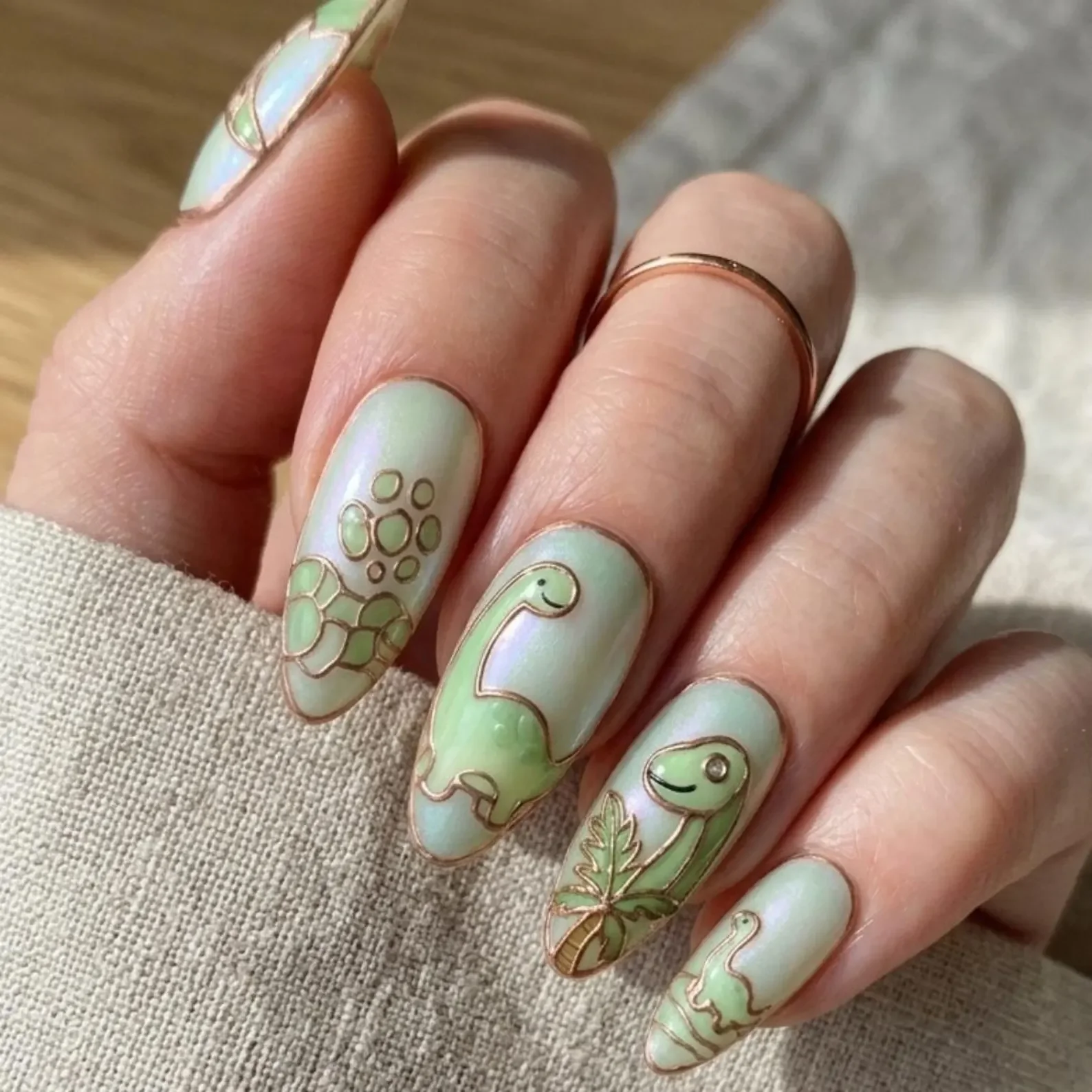 sage green nails, dinosaur press on, press on nails, custom press on nails, fake nails, Nails Art, stained glass nails, gold press on nails, 3d press on nails, luxury press on nails, handmade press on nails