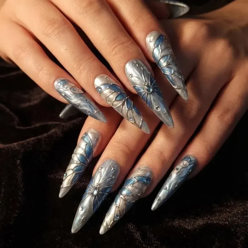 press-on nails, gothic butterfly, press on nails, custom press on nails, fake nails, Nails Art, stained glass nails, gold press on nails, 3d press on nails, luxury press on nails, handmade press on nails