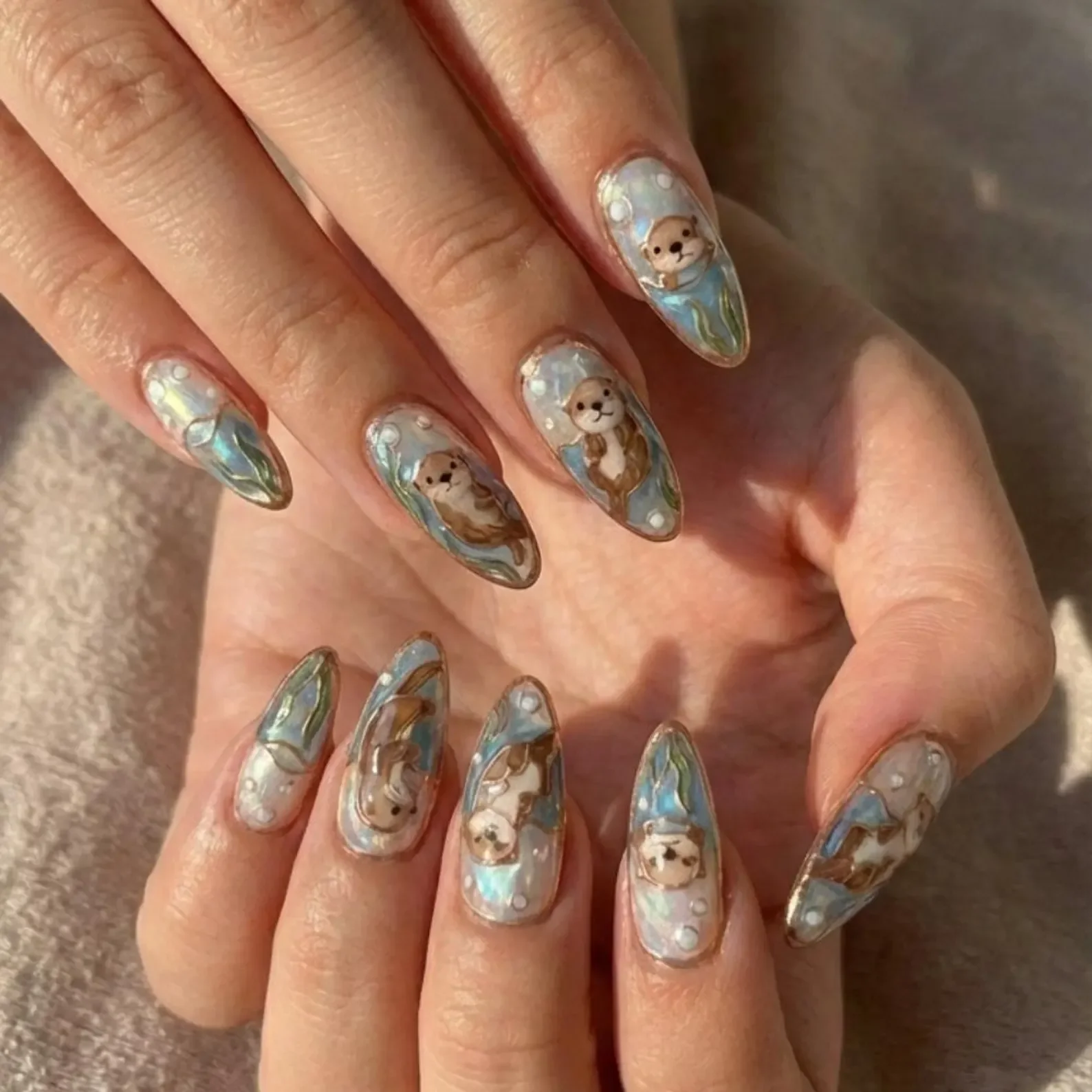 iridescent pearl nails, hand painted nails, press on nails, custom press on nails, fake nails, Nails Art, stained glass nails, gold press on nails, 3d press on nails, luxury press on nails, handmade press on nails