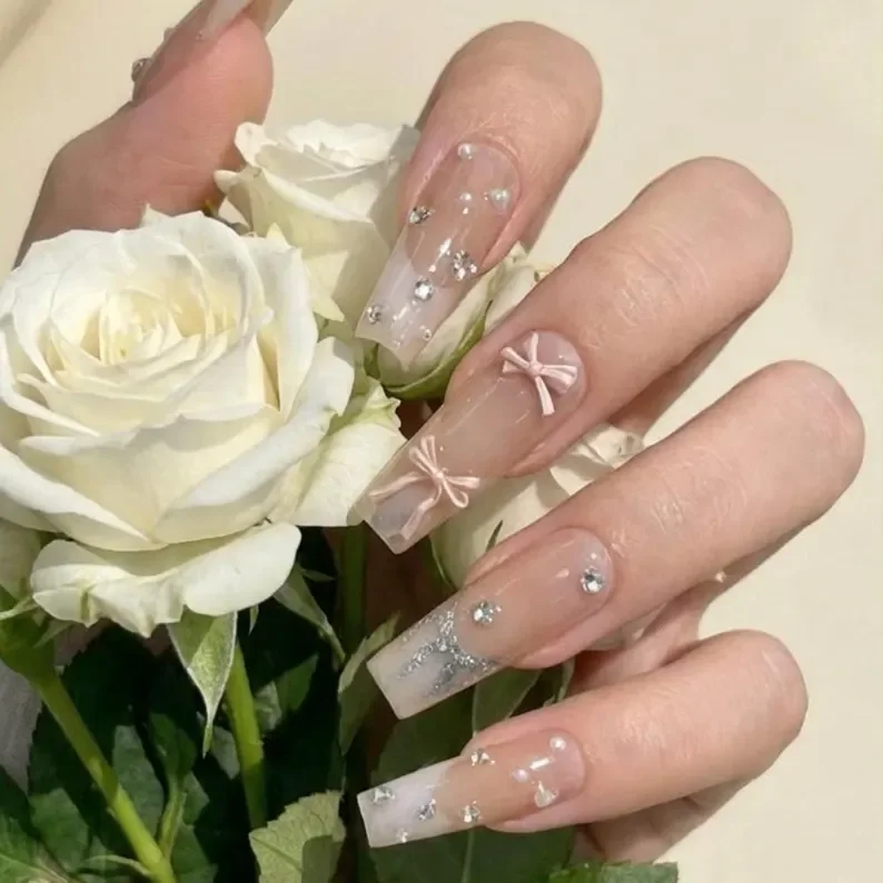 press on nails, glitter french tips, custom press on nails, fake nails, Nails Art, stained glass nails, gold press on nails, 3d press on nails, luxury press on nails, handmade press on nails