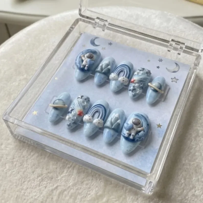 space explorer nails, 3d nail art, press on nails, custom press on nails, fake nails, Nails Art, stained glass nails, gold press on nails, 3d press on nails, luxury press on nails, handmade press on nails