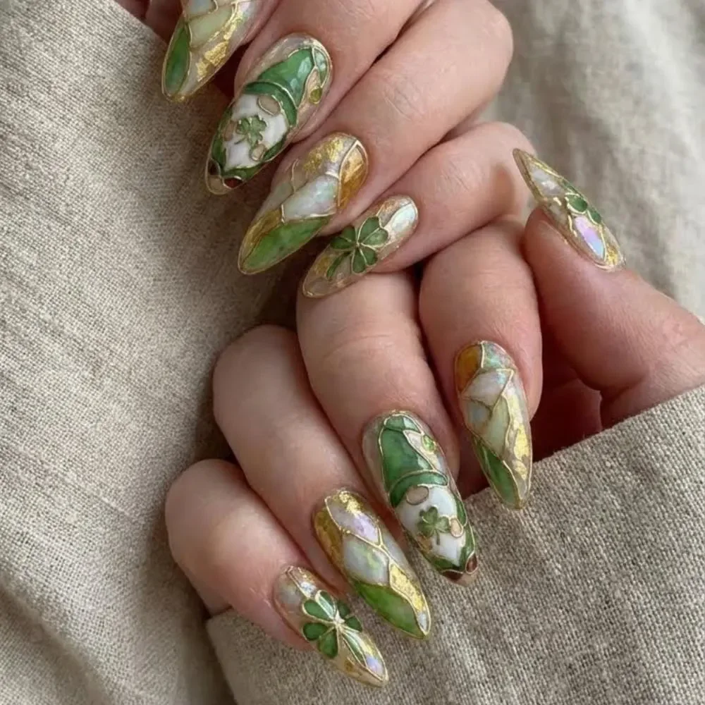 Gnome Nail Design, Iridescent Nails, press on nails, custom press on nails, fake nails, Nails Art, stained glass nails, gold press on nails, 3d press on nails, luxury press on nails, handmade press on nails