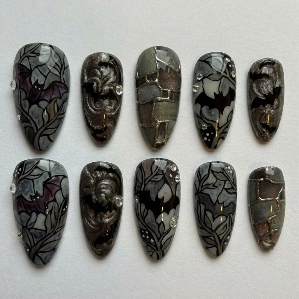 press on nails, custom press on nails, fake nails, Nails Art, stained glass nails, gold press on nails, 3d press on nails, luxury press on nails, handmade press on nails