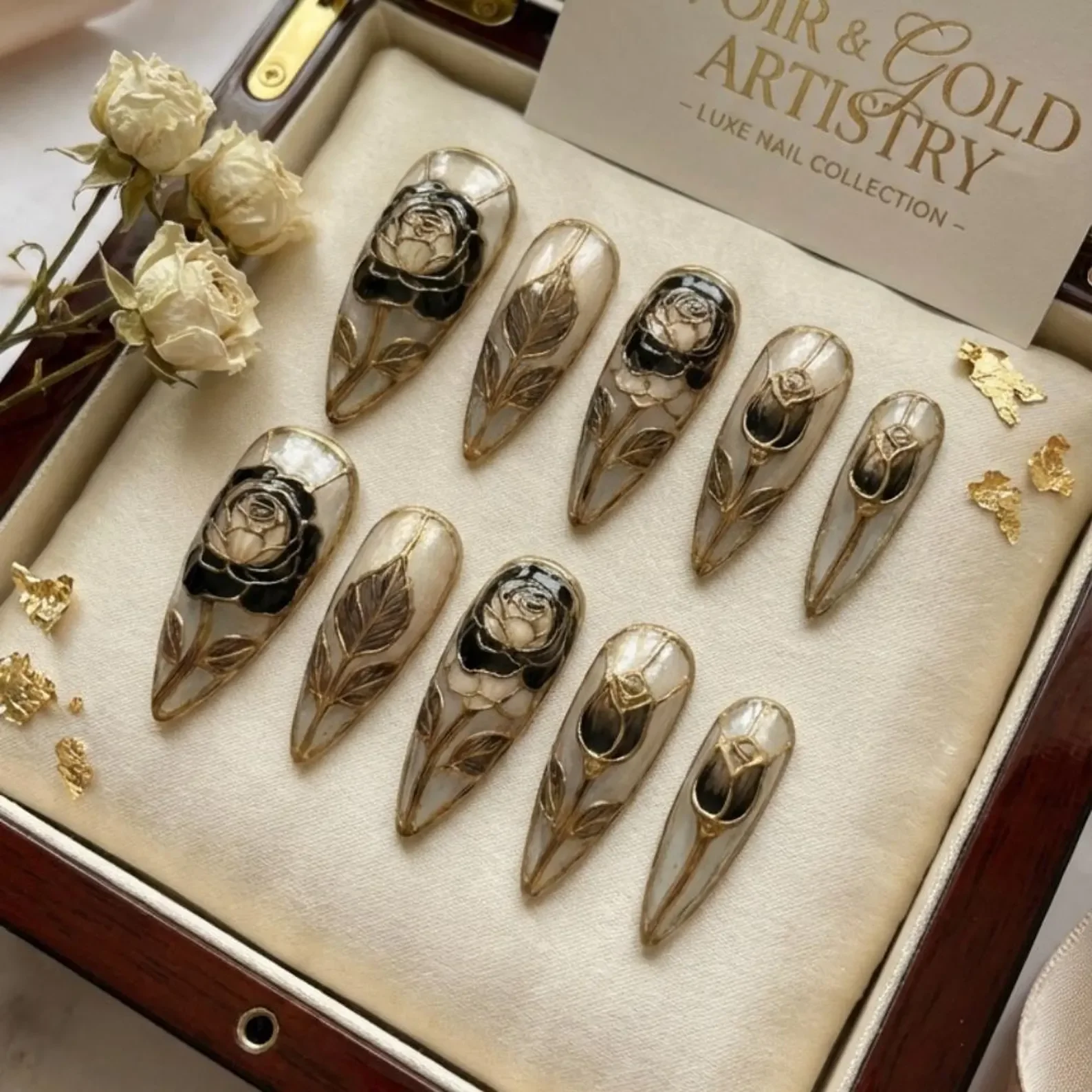 gothic art nails, gothic press ons, press on nails, custom press on nails, fake nails, Nails Art, stained glass nails, gold press on nails, 3d press on nails, luxury press on nails, handmade press on nails