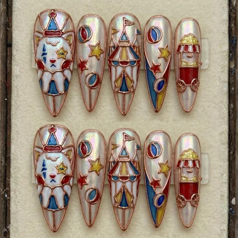 press on nails, custom press on nails, fake nails, Nails Art, stained glass nails, gold press on nails, 3d press on nails, luxury press on nails, handmade press on nails