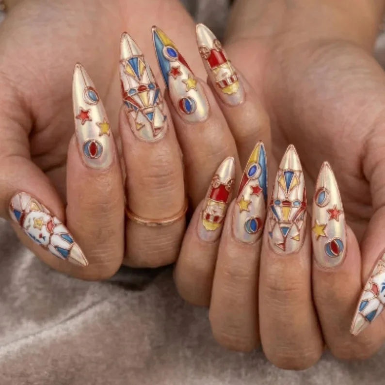 press on nails, custom press on nails, fake nails, Nails Art, stained glass nails, gold press on nails, 3d press on nails, luxury press on nails, handmade press on nails
