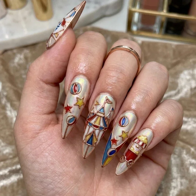 press on nails, custom press on nails, fake nails, Nails Art, stained glass nails, gold press on nails, 3d press on nails, luxury press on nails, handmade press on nails
