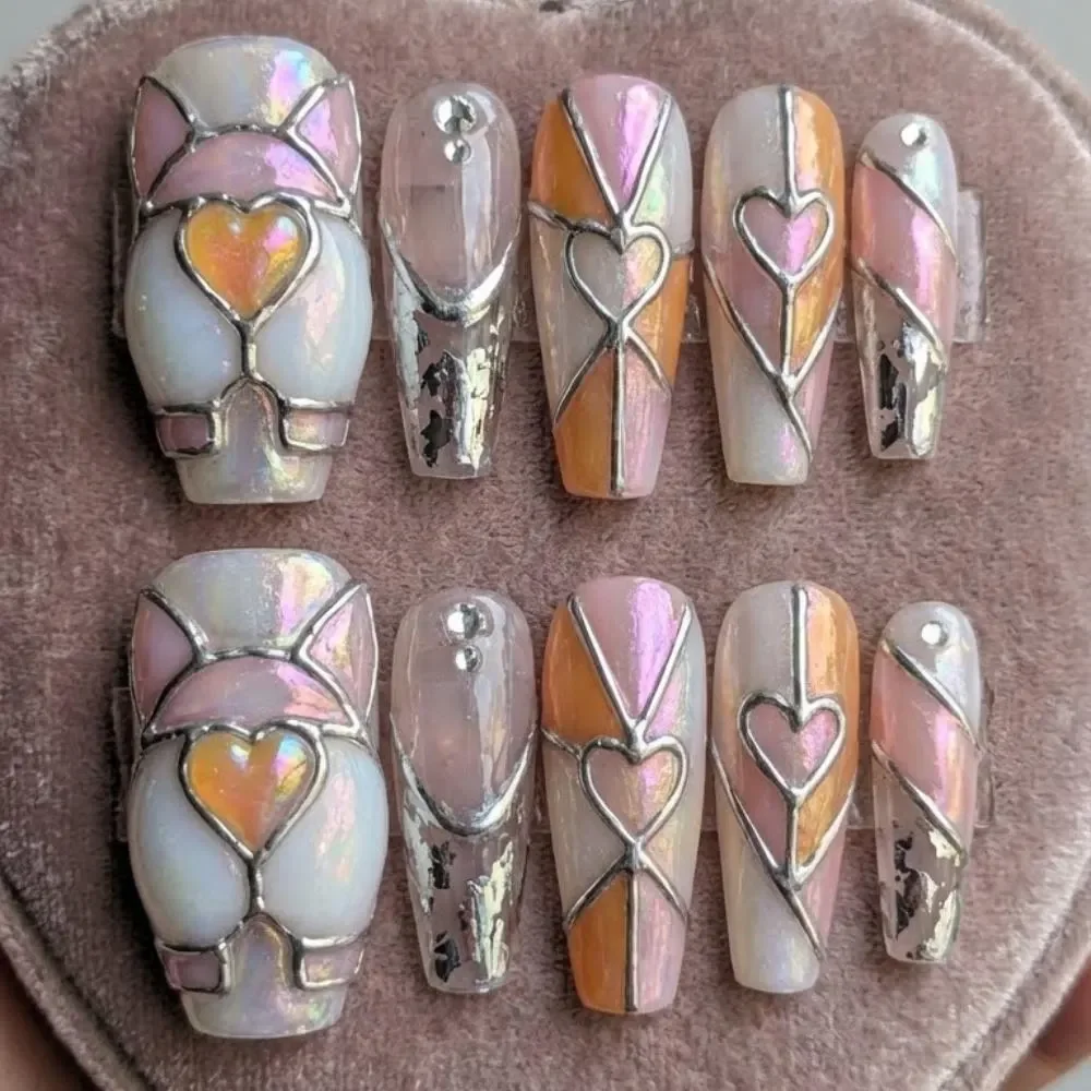 stained glass nails, corgi press on, press on nails, custom press on nails, fake nails, Nails Art, gold press on nails, 3d press on nails, luxury press on nails, handmade press on nails