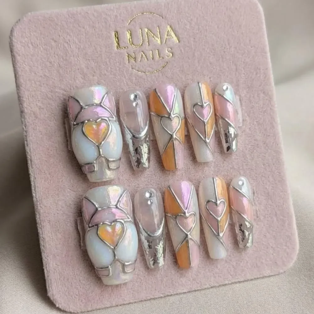 press on nails, stained glass design, custom press on nails, fake nails, Nails Art, stained glass nails, gold press on nails, 3d press on nails, luxury press on nails, handmade press on nails
