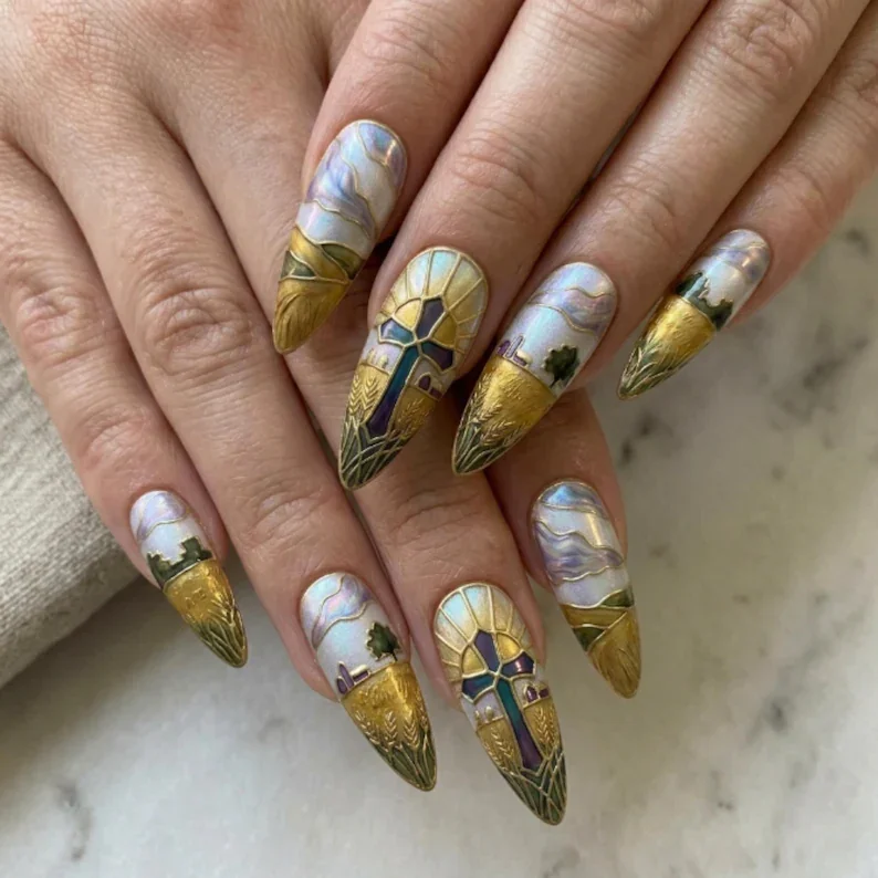 press on nails, custom press on nails, fake nails, Nails Art, stained glass nails, gold press on nails, 3d press on nails, luxury press on nails, handmade press on nails