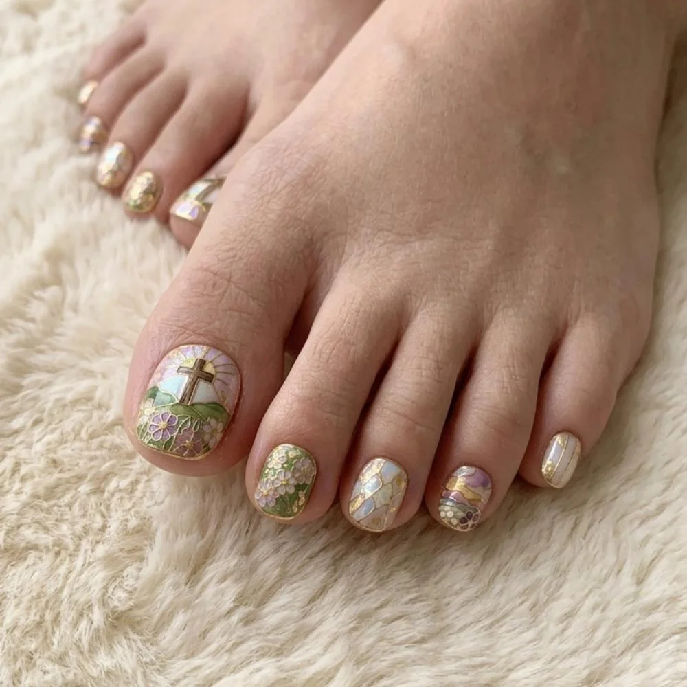 spiritual pedicure, artisan pedicure, press on nails, custom press on nails, fake nails, Nails Art, stained glass nails, gold press on nails, 3d press on nails, luxury press on nails, handmade press on nails