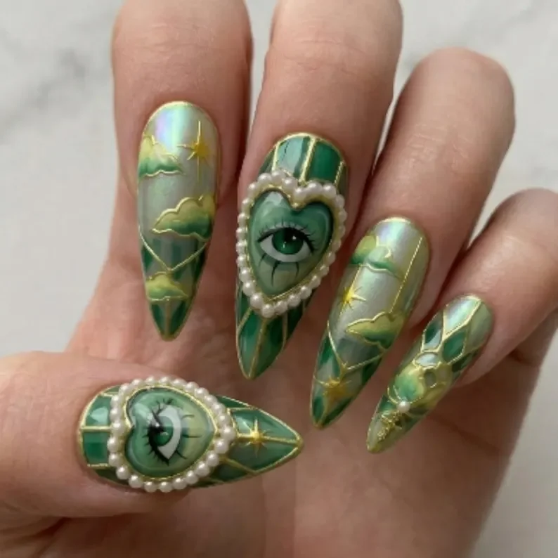 press on nails, custom press on nails, fake nails, Nails Art, stained glass nails, gold press on nails, 3d press on nails, luxury press on nails, handmade press on nails