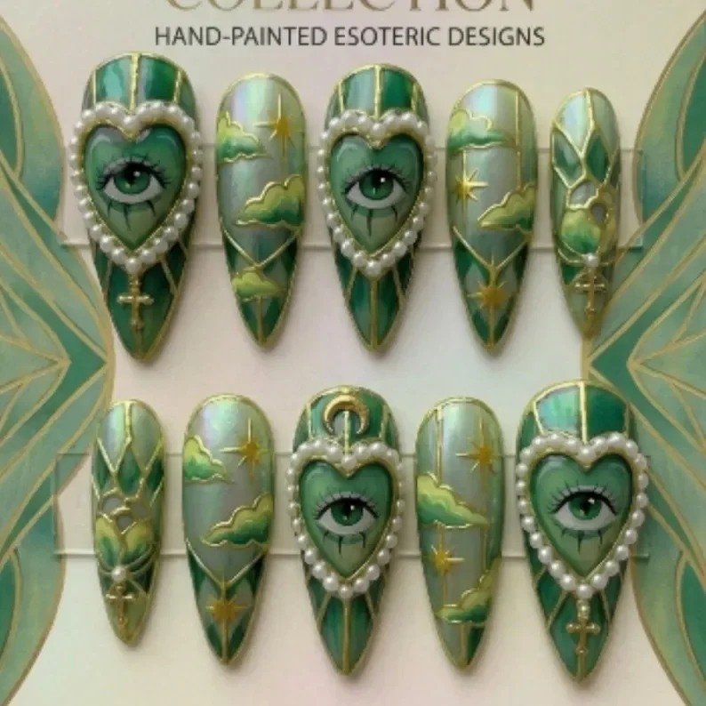press on nails, custom press on nails, fake nails, Nails Art, stained glass nails, gold press on nails, 3d press on nails, luxury press on nails, handmade press on nails