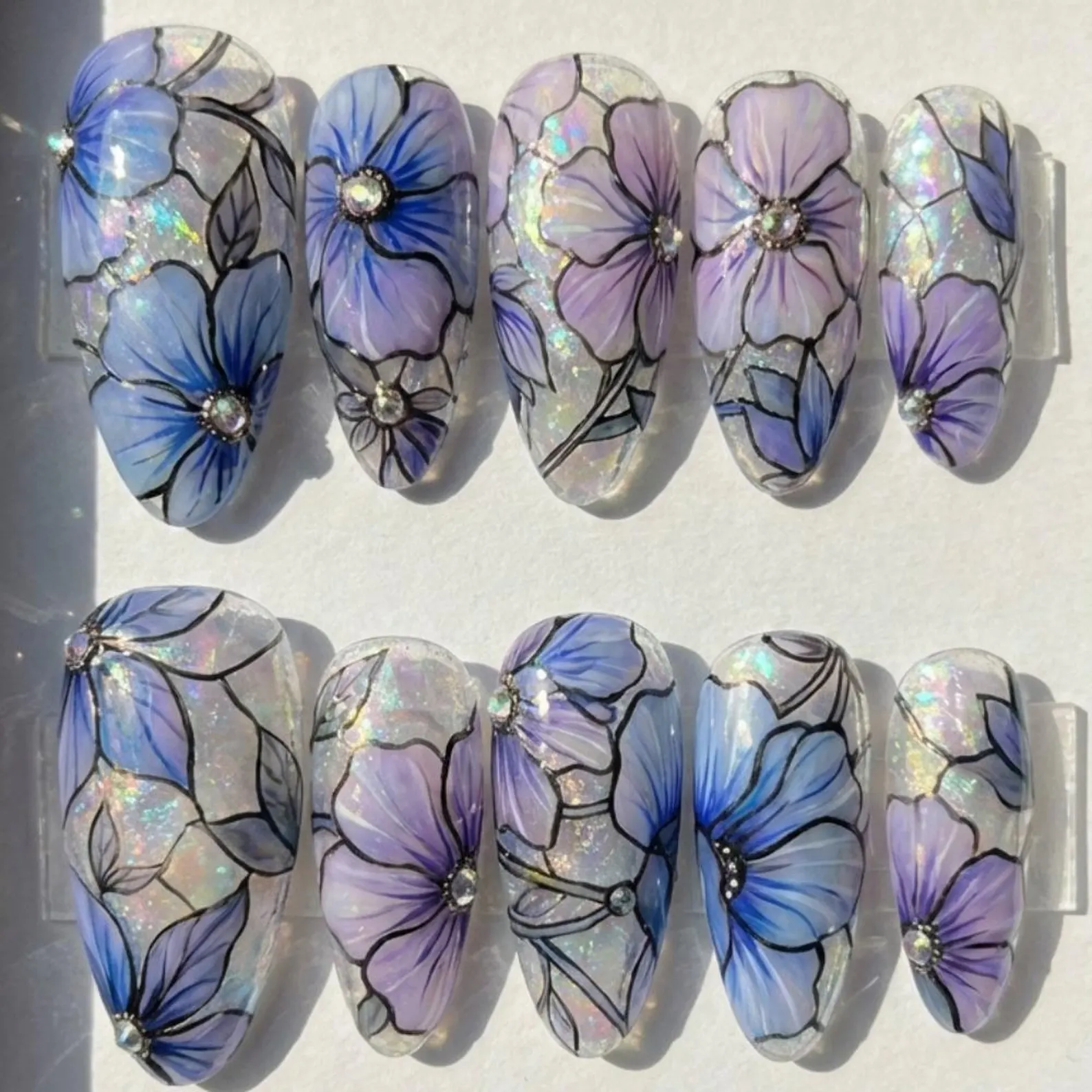 iridescent opal, handmade luxury, press on nails, custom press on nails, fake nails, Nails Art, stained glass nails, gold press on nails, 3d press on nails, luxury press on nails, handmade press on nails
