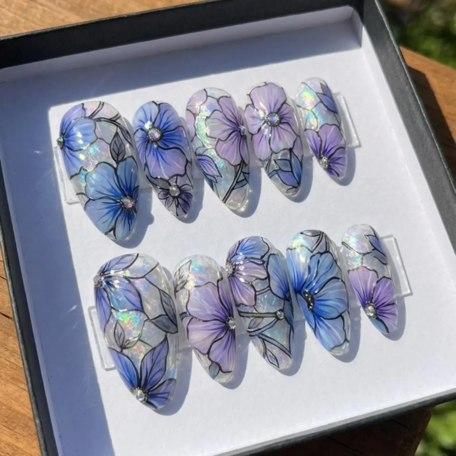 iridescent opal, handmade luxury, press on nails, custom press on nails, fake nails, Nails Art, stained glass nails, gold press on nails, 3d press on nails, luxury press on nails, handmade press on nails