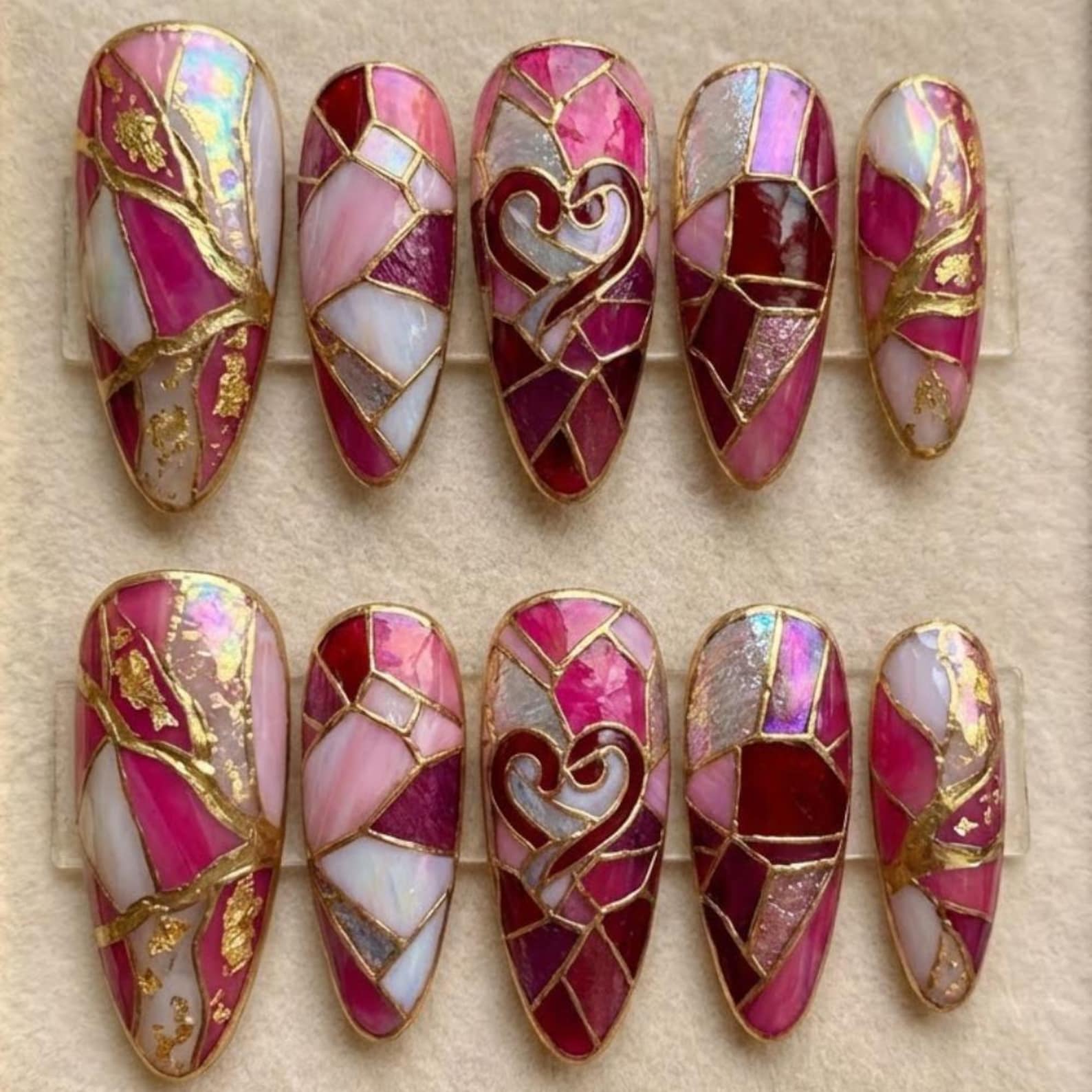 handmade nail art, press on nail set, press on nails, custom press on nails, fake nails, Nails Art, stained glass nails, gold press on nails, 3d press on nails, luxury press on nails, handmade press on nails