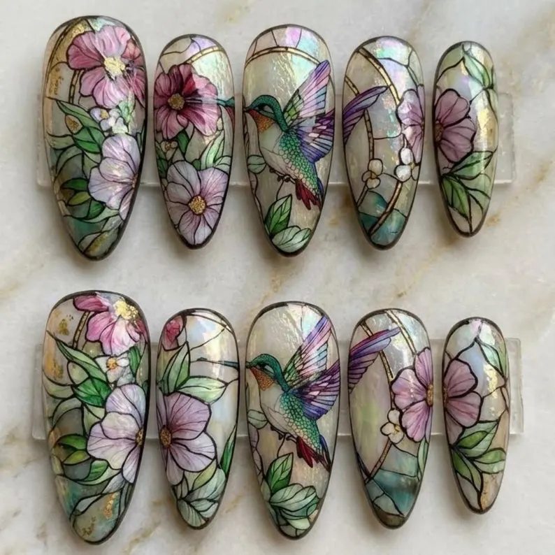 press on nail set, hand painted nails, press on nails, custom press on nails, fake nails, Nails Art, stained glass nails, gold press on nails, 3d press on nails, luxury press on nails, handmade press on nails